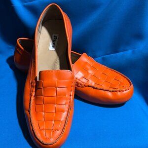 Dune London Greene Woven Leather Slip On Driving Loafers Mocs Orange Size 9